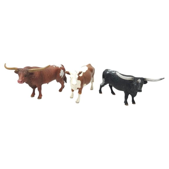 Schleich Texas Longhorn Simmental Bull Cows Figurine Figures Farm World Toy Lot - Picture 1 of 16